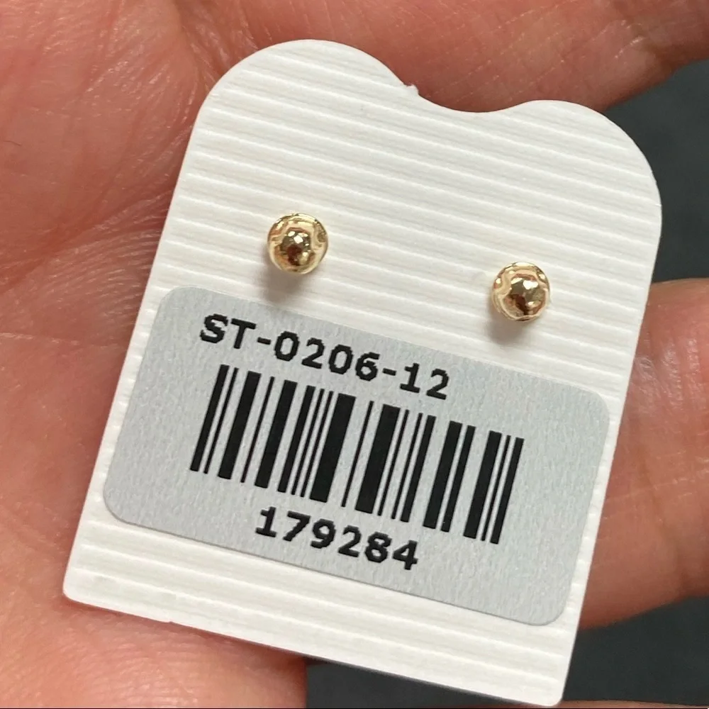 14K Yellow Gold Butterfly CZ Stud Earrings w/Screw